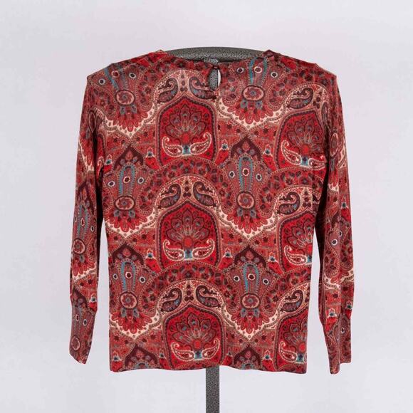 Talbots Pure Merino Wool Patterned Pullover Sweater Reds Teal Size SMALL PETITE - Picture 4 of 6